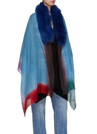 Front View - Click To Enlarge - VINTAGE SHADES - Fur Collar Cashmere Stole