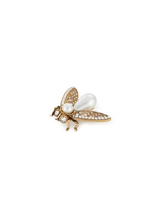 Detail View - Click To Enlarge - THOT GIOIELLI - Brass Pearl Crystal Moth Brooch