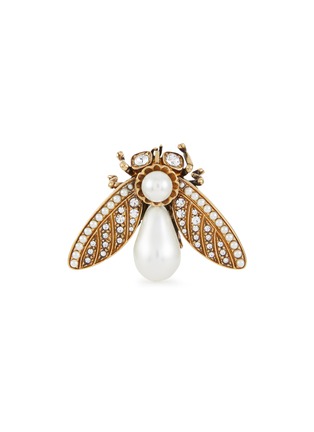Main View - Click To Enlarge - THOT GIOIELLI - Brass Pearl Crystal Moth Brooch