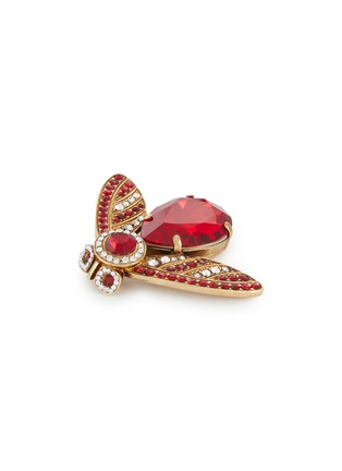 Detail View - Click To Enlarge - THOT GIOIELLI - Brass Ruby Crystal Moth Brooch