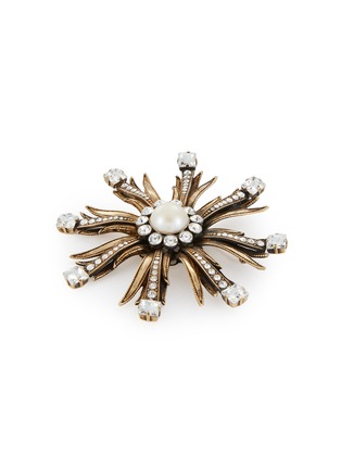 Detail View - Click To Enlarge - THOT GIOIELLI - Brass Pearl Crystal Sunflower Brooch