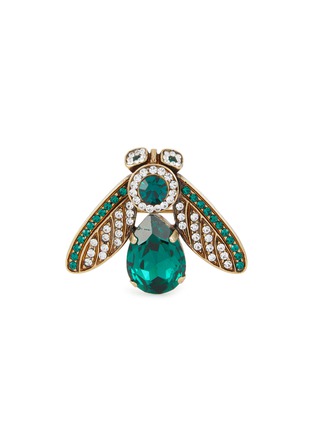 Main View - Click To Enlarge - THOT GIOIELLI - Brass Emerald Crystal Moth Brooch