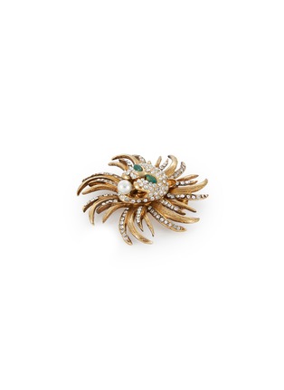 Detail View - Click To Enlarge - THOT GIOIELLI - Brass Pearl Crystal Leopard Brooch