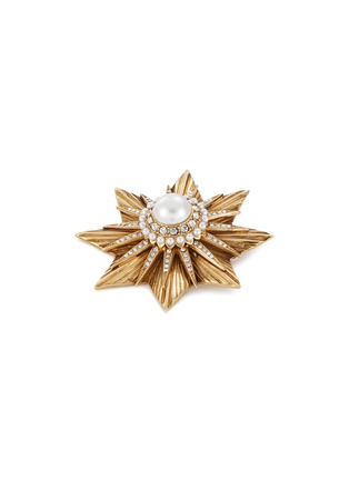 Detail View - Click To Enlarge - THOT GIOIELLI - Brass Pearl Crystal Star Brooch