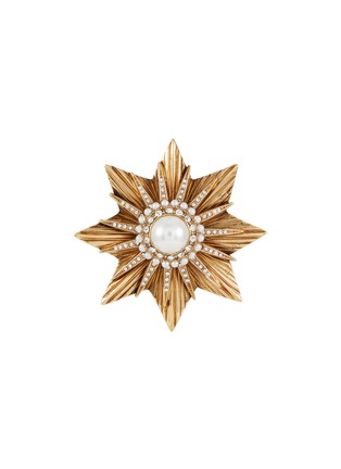 Main View - Click To Enlarge - THOT GIOIELLI - Brass Pearl Crystal Star Brooch