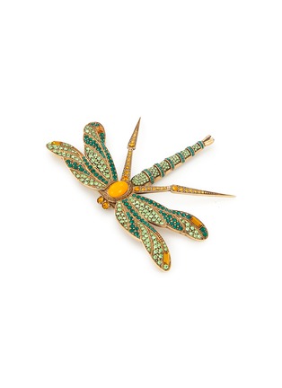 Detail View - Click To Enlarge - THOT GIOIELLI - Brass Emerald Topaz Dragonfly Brooch