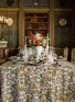 Detail View - Click To Enlarge - SUMMERILL & BISHOP - Marble Linen Tablecloth — Green. Rose Pink & Orange
