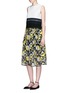 Figure View - Click To Enlarge - CYNTHIA & XIAO - Floral embroidery mesh midi skirt