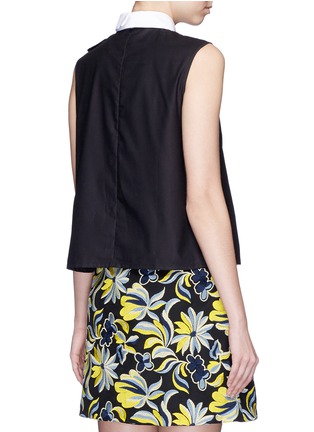 Back View - Click To Enlarge - CYNTHIA & XIAO - Wrap front floral embroidery sleeveless top