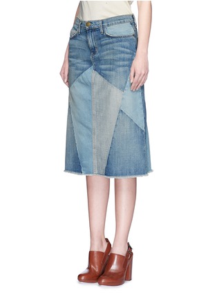 Front View - Click To Enlarge - CURRENT/ELLIOTT - 'The Patchwork Skirt' denim skirt