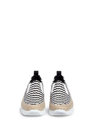 Front View - Click To Enlarge - MSGM - Mesh zigzag stripe slip-on espadrille sneakers