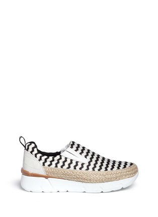 Main View - Click To Enlarge - MSGM - Mesh zigzag stripe slip-on espadrille sneakers