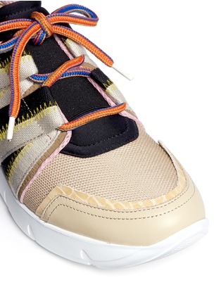 Detail View - Click To Enlarge - MSGM - Croc embossed leather mesh combo sneakers