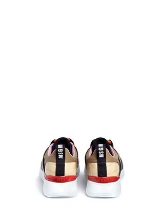 Back View - Click To Enlarge - MSGM - Croc embossed leather mesh combo sneakers