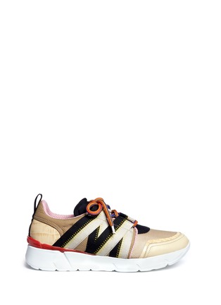 Main View - Click To Enlarge - MSGM - Croc embossed leather mesh combo sneakers