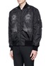 Front View - Click To Enlarge - GIVENCHY - Barb wire Jesus print padded bomber jacket