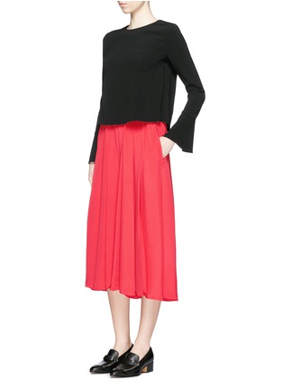 Figure View - Click To Enlarge - VICTORIA BECKHAM - Crepe morocain pleated culottes