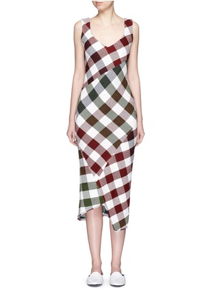 Main View - Click To Enlarge - VICTORIA BECKHAM - Bounce gingham check patchwork open back dress