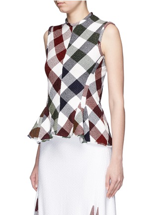 Front View - Click To Enlarge - VICTORIA BECKHAM - Bounce gingham check godet sleeveless top