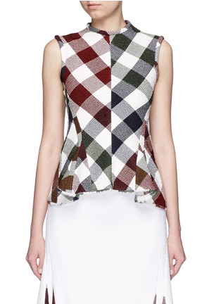 Main View - Click To Enlarge - VICTORIA BECKHAM - Bounce gingham check godet sleeveless top