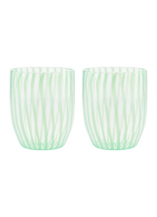 Main View - Click To Enlarge - AQUAZZURA - Capri Stripe Murano Glass Tumbler Set Of 2 — Green