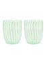 Main View - Click To Enlarge - AQUAZZURA - Capri Stripe Murano Glass Tumbler Set Of 2 — Green