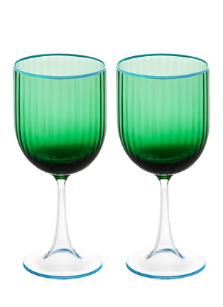 Main View - Click To Enlarge - AQUAZZURA - Striped Red Wine Glass Set of 2 — Emerald