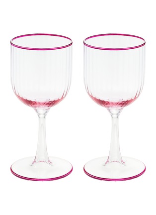 Main View - Click To Enlarge - AQUAZZURA - Striped Red Wine Glass Set of 2 — Amethyst Rose