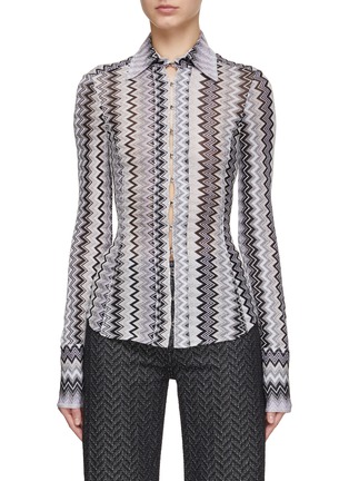 Main View - Click To Enlarge - MISSONI - Lurex Zig Zag Fitted Blouse