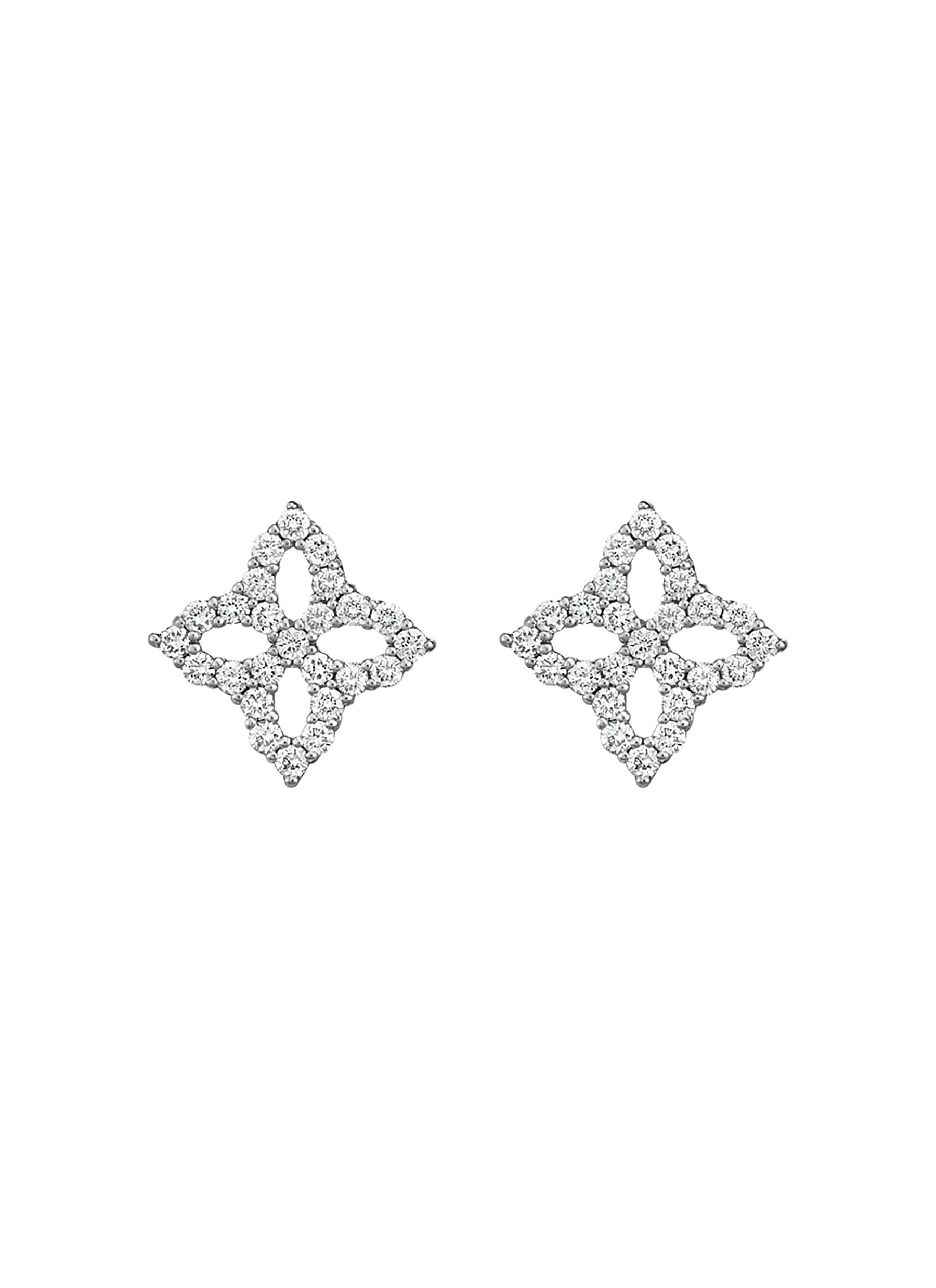 Roberto Coin Earrings Princess Flower with Diamonds and Black Jade   Michalis Diamond Gallery