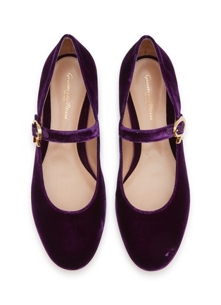 Detail View - Click To Enlarge - GIANVITO ROSSI - Velvet Mary Jane Flats
