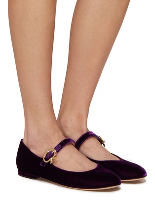 Figure View - Click To Enlarge - GIANVITO ROSSI - Velvet Mary Jane Flats