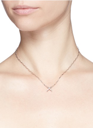 Detail View - Click To Enlarge - CORE JEWELS - 'Mobius' diamond 18k white gold small cross pendant necklace
