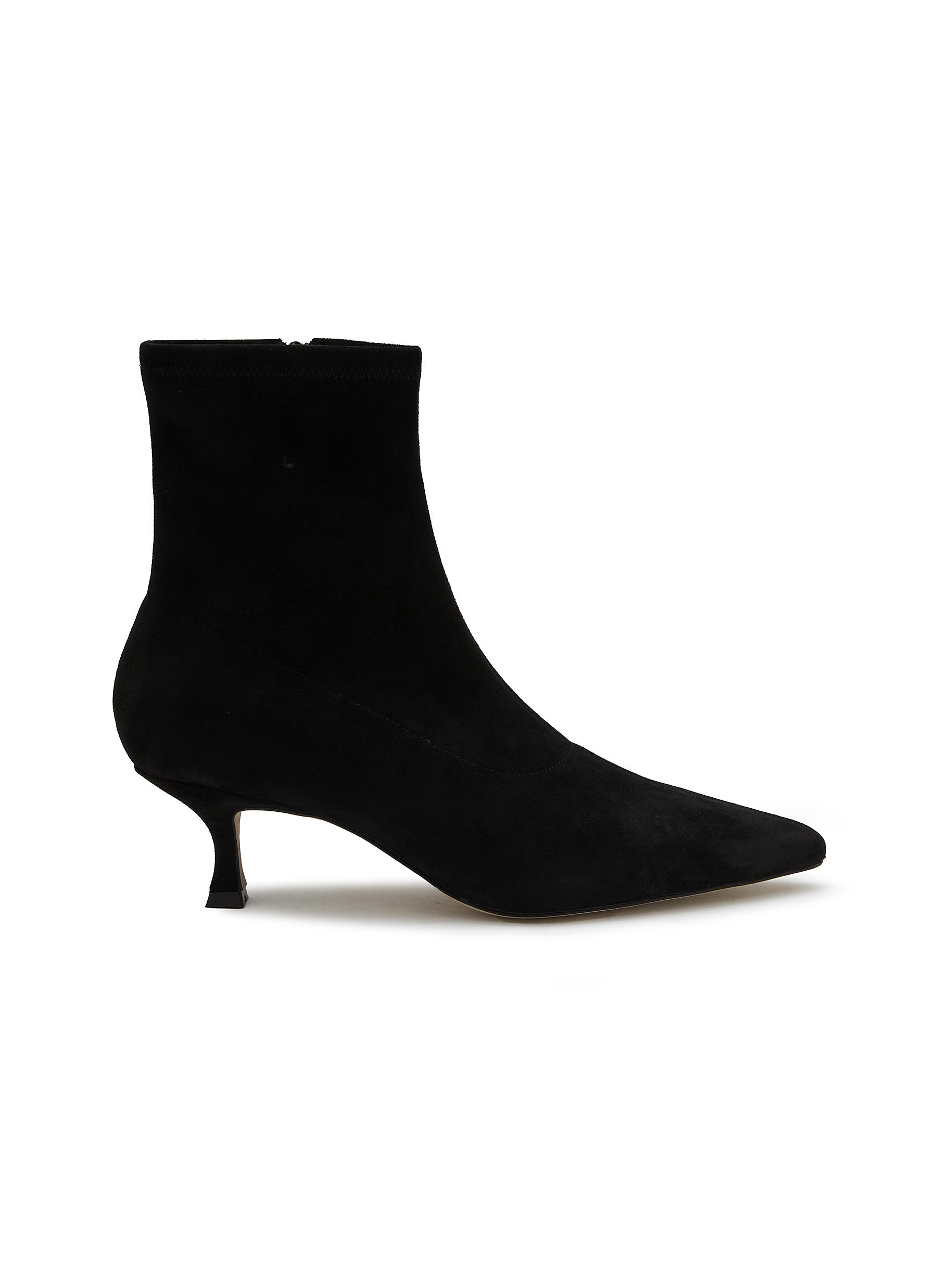 Kitten heel hot sale suede boots