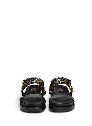Front View - Click To Enlarge - ASH - 'Stone' embellished leather slingback sandals