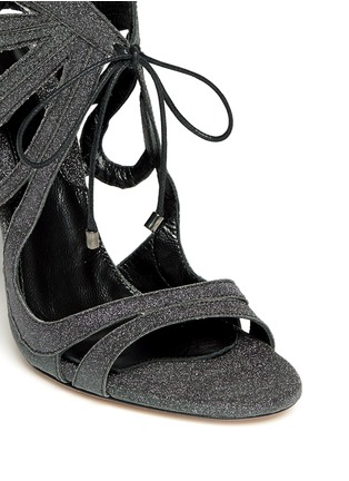 Detail View - Click To Enlarge - CHELSEA PARIS - 'Ada' glitter fabric caged sandal booties