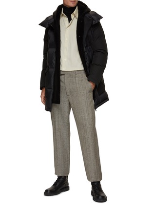 Figure View - Click To Enlarge - YVES SALOMON - Removable Shearling Hooded Bib Puffer Coat
