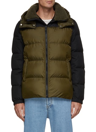 Main View - Click To Enlarge - YVES SALOMON - Contrast Sleeve Hooded Puffer Jacket
