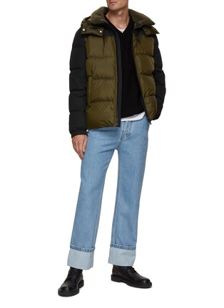 Figure View - Click To Enlarge - YVES SALOMON - Contrast Sleeve Hooded Puffer Jacket