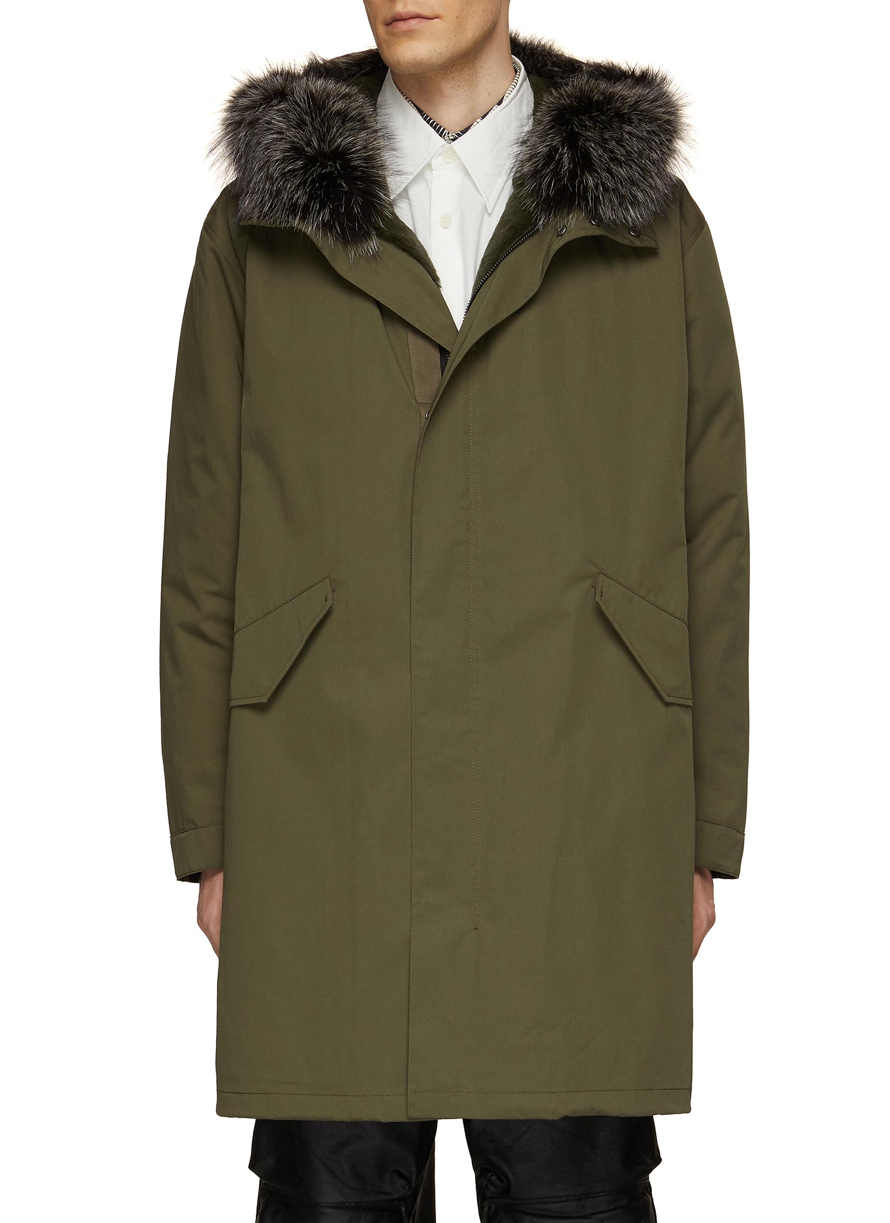 YVES SALOMON Down Padded Parka Jacket With Removable Fur Trim & Lining