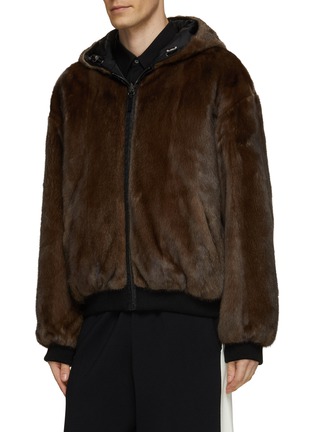 Detail View - Click To Enlarge - YVES SALOMON - Mink Fur Hooded Bomber
