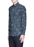 Front View - Click To Enlarge - - - 'Gold' bird and bamboo print poplin shirt