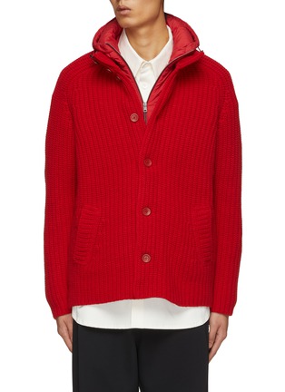 Main View - Click To Enlarge - HERNO - High Neck Detachable Hood Knit Jacket