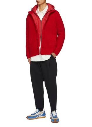 Figure View - Click To Enlarge - HERNO - High Neck Detachable Hood Knit Jacket