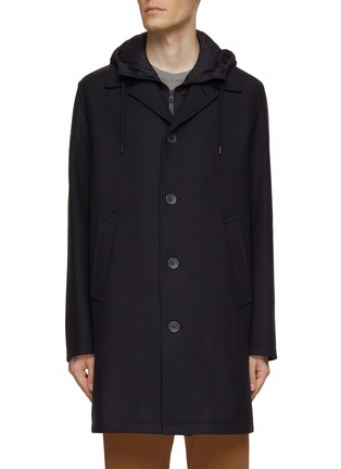 Main View - Click To Enlarge - HERNO - Hooded Button Front Coat
