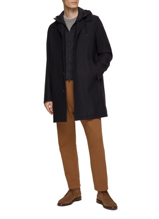 Figure View - Click To Enlarge - HERNO - Hooded Button Front Coat