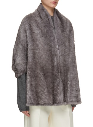 Front View - Click To Enlarge - SYMÉTRIE - Mink Knit Cape