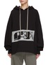 Main View - Click To Enlarge - RICK OWENS DRKSHDW - Logo Graphic Slit Front Hoodie