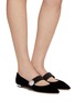 Figure View - Click To Enlarge - AQUAZZURA - Crystal Macaron Velvet Mary Janes