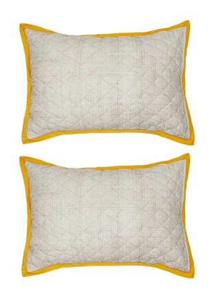 Main View - Click To Enlarge - MALABAR BABY - Bandhini Pillowcase Set of 2 — Grey/Yellow